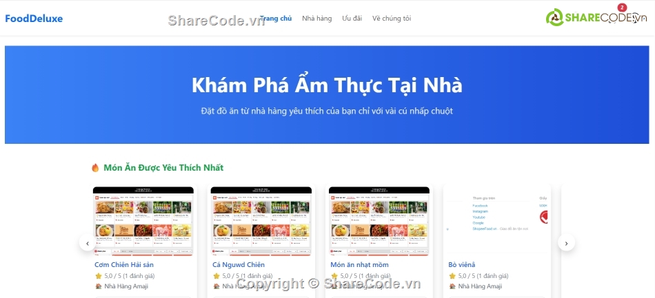 Website Món ăn,website đặt món ăn,asp.net